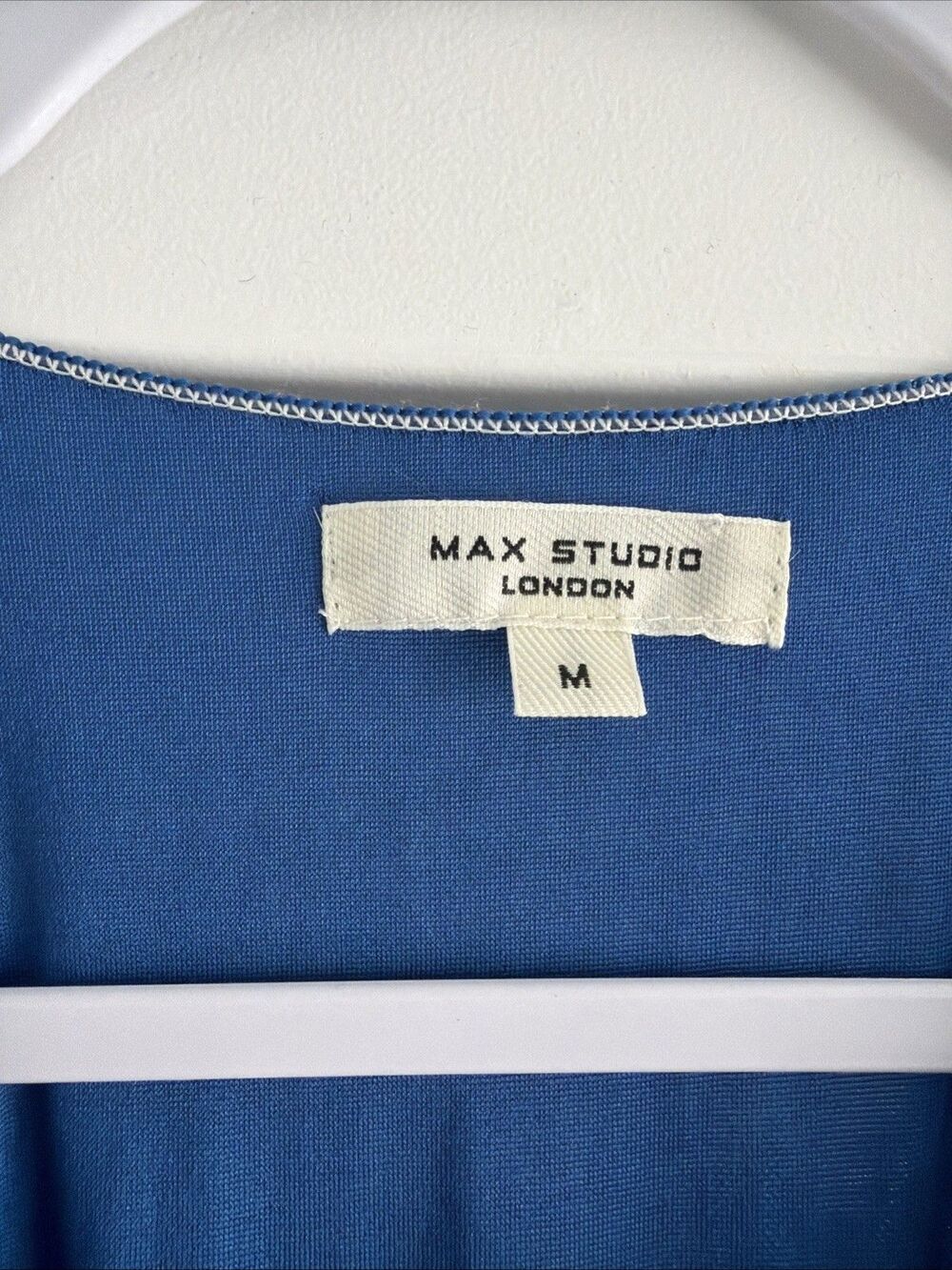 Max Studio Blue Tiered V-Neck Midi Dress Medium Ruffles Boho Romantic Whimsical - Picture 2 of 6